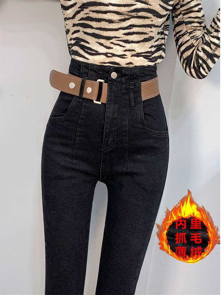 Black jeans for women in the spring of 2023, large-sized, stylish, high-waisted, slimming, tight-fitting, small-legged pencil pants are trendy