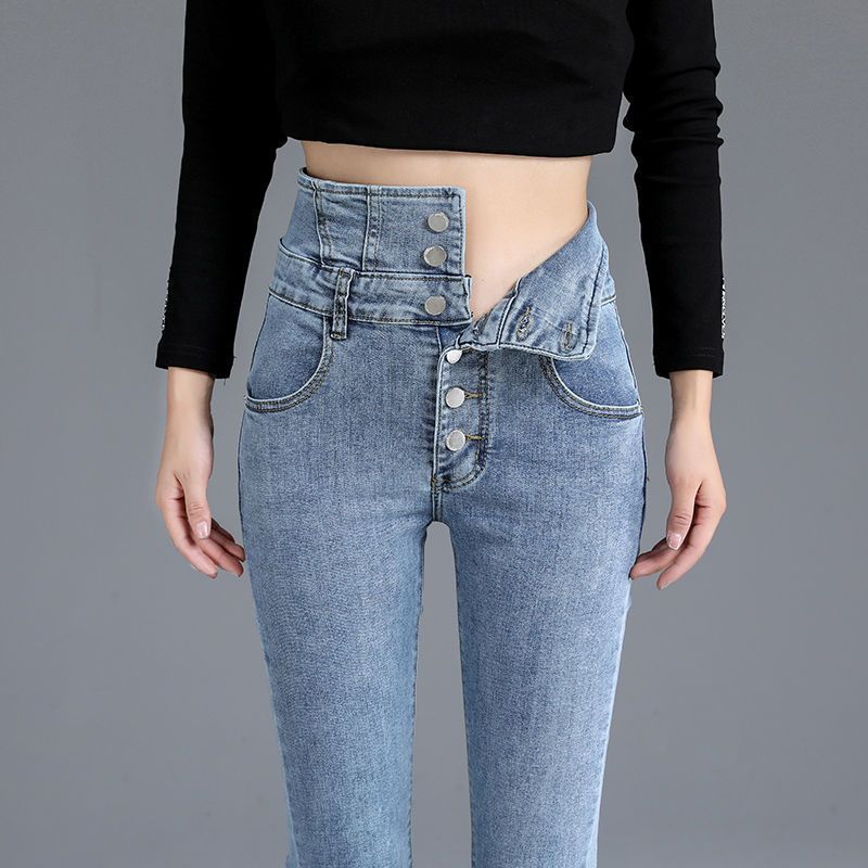 High Waist Jeans For Women Slim Warm 2023 Spring And Autumn Stretch Tight Pencil Small Feet Women Korean Pants Application Scenario