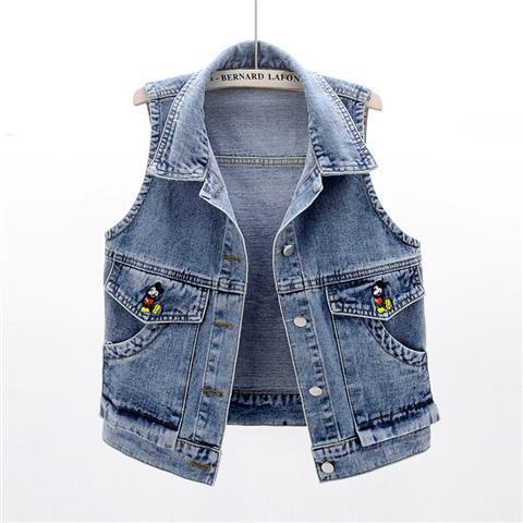 Hong Kong denim vest women's 2023 Spring/Summer new Korean-style short sleeveless vest top and waistcoat are trendy detail image 8