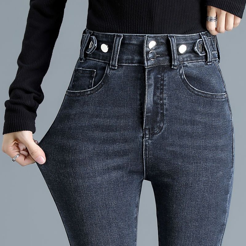 High-waisted women's new 2023 Spring and autumn style, making you look taller, versatile, fashionable, elastic, tight and slimming, small leg pencil pants detail image 7