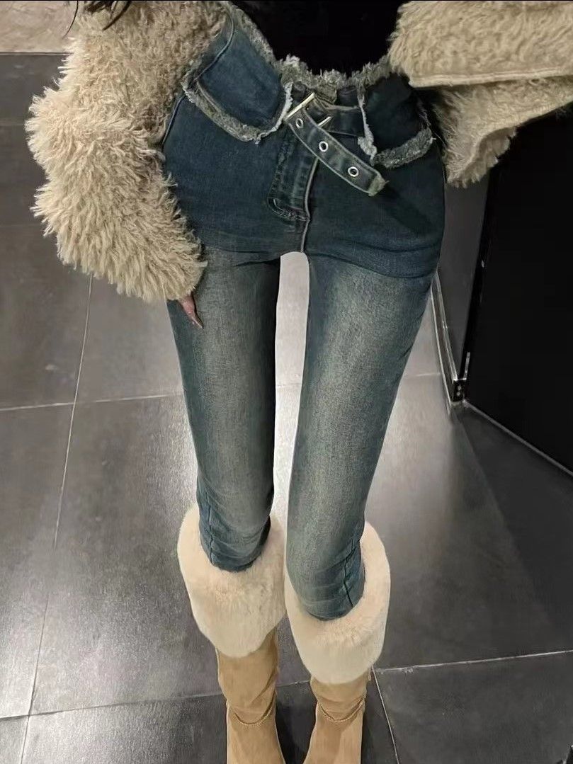Tight-fitting skinny jeans for women in spring 2023, high-waisted, form-fitting, elastic and slimming, 9-inch skinny pants are trendy detail image 10
