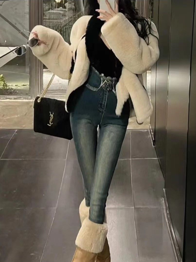 Tight-fitting skinny jeans for women in spring 2023, high-waisted, form-fitting, elastic and slimming, 9-inch skinny pants are trendy detail image 9