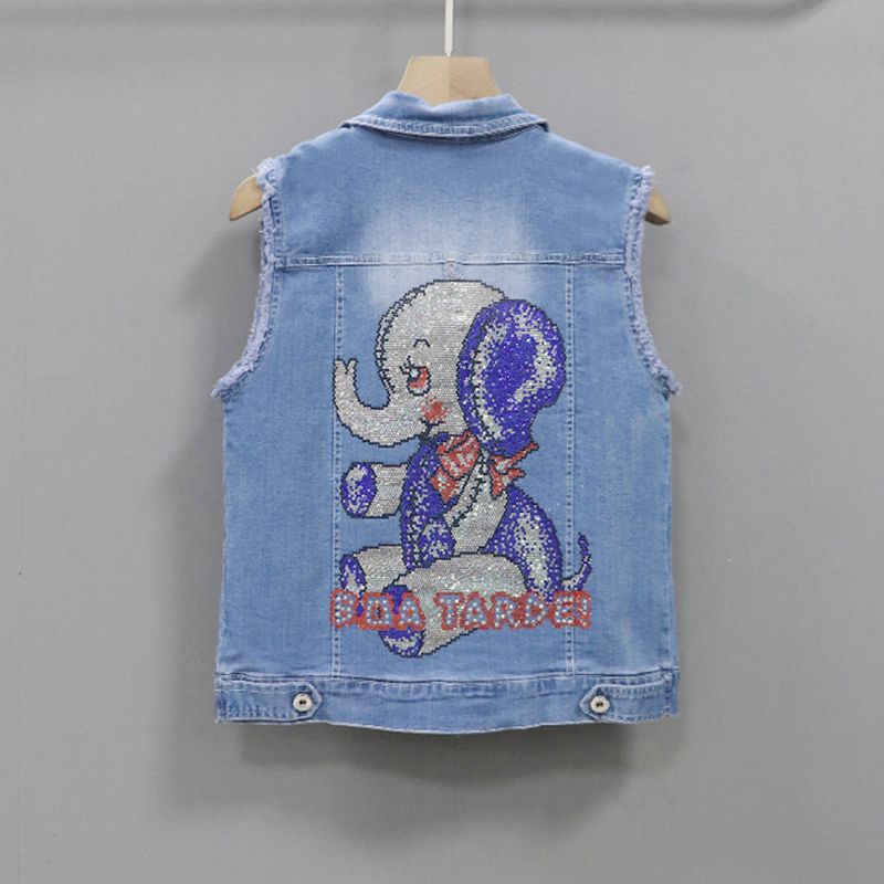 A 2023 new Korean-style stylish, slimming and form-fitting denim vest for women, sleeveless short outerwear details Picture