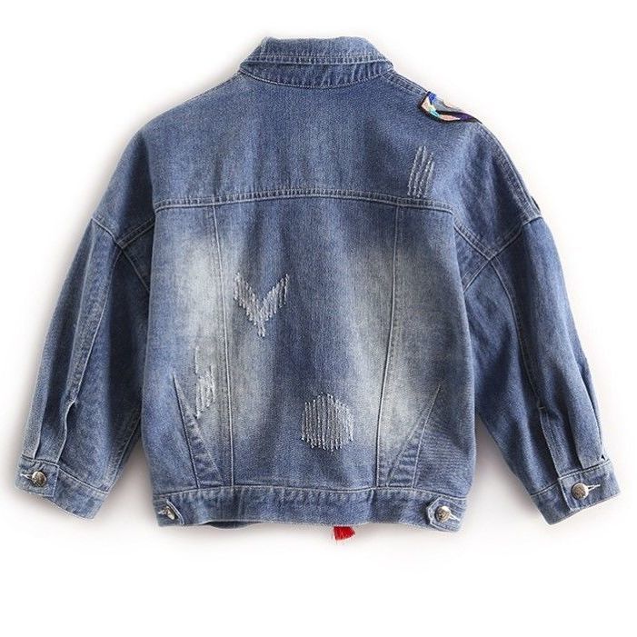 The new Korean-style embroidered denim short jacket for women with colorful butterfly patterns and long-sleeved denim tops from Spring and Autumn are trendy detail image 6