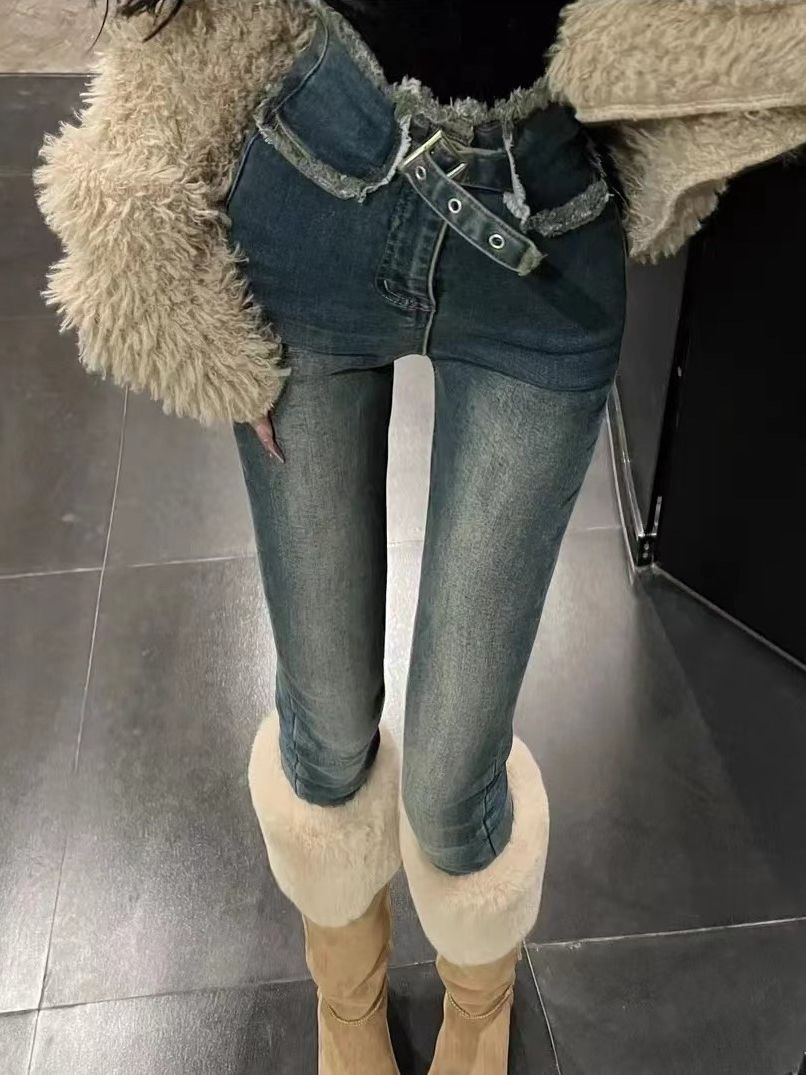Tight-fitting skinny jeans for women in spring 2023, high-waisted, form-fitting, elastic and slimming, 9-inch skinny pants are trendy Specification image