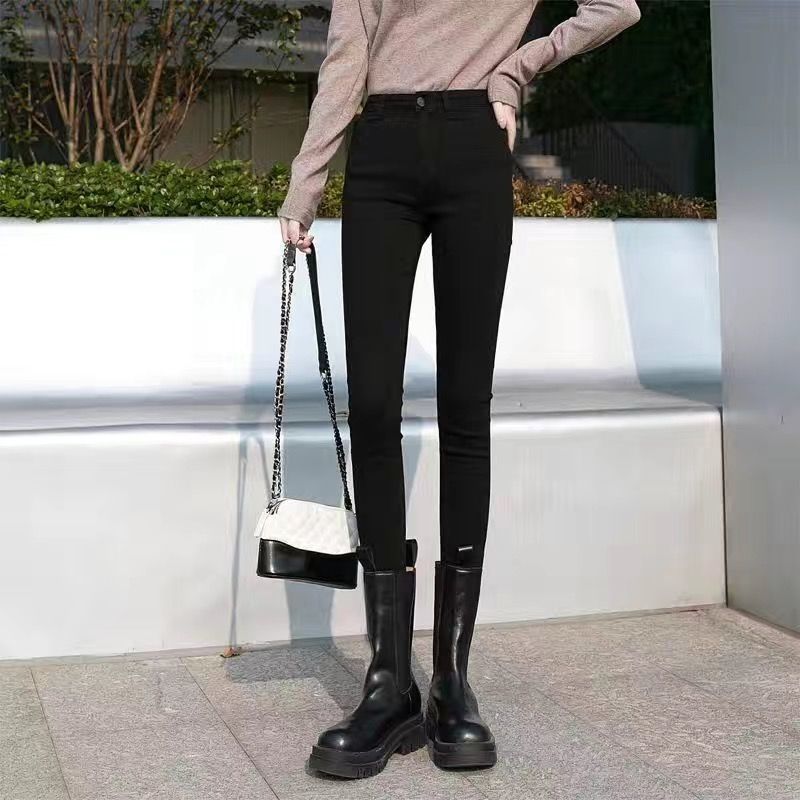 Black jeans for women in the spring of 2023, large-sized, stylish, high-waisted, slimming, tight-fitting, small-legged pencil pants are trendy Item Picture