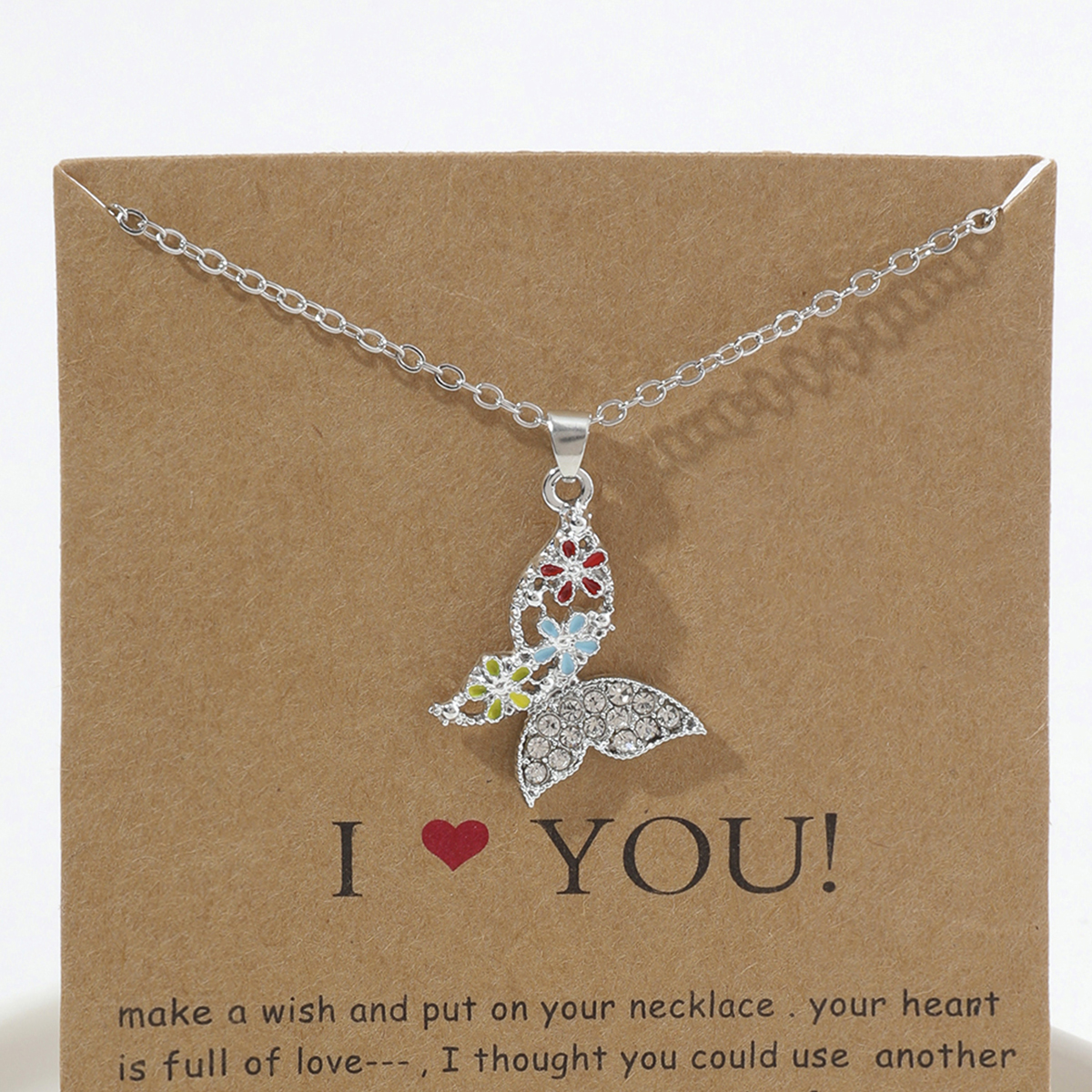 一条可爱蝴蝶奢华花朵配钻女款百搭时尚项链