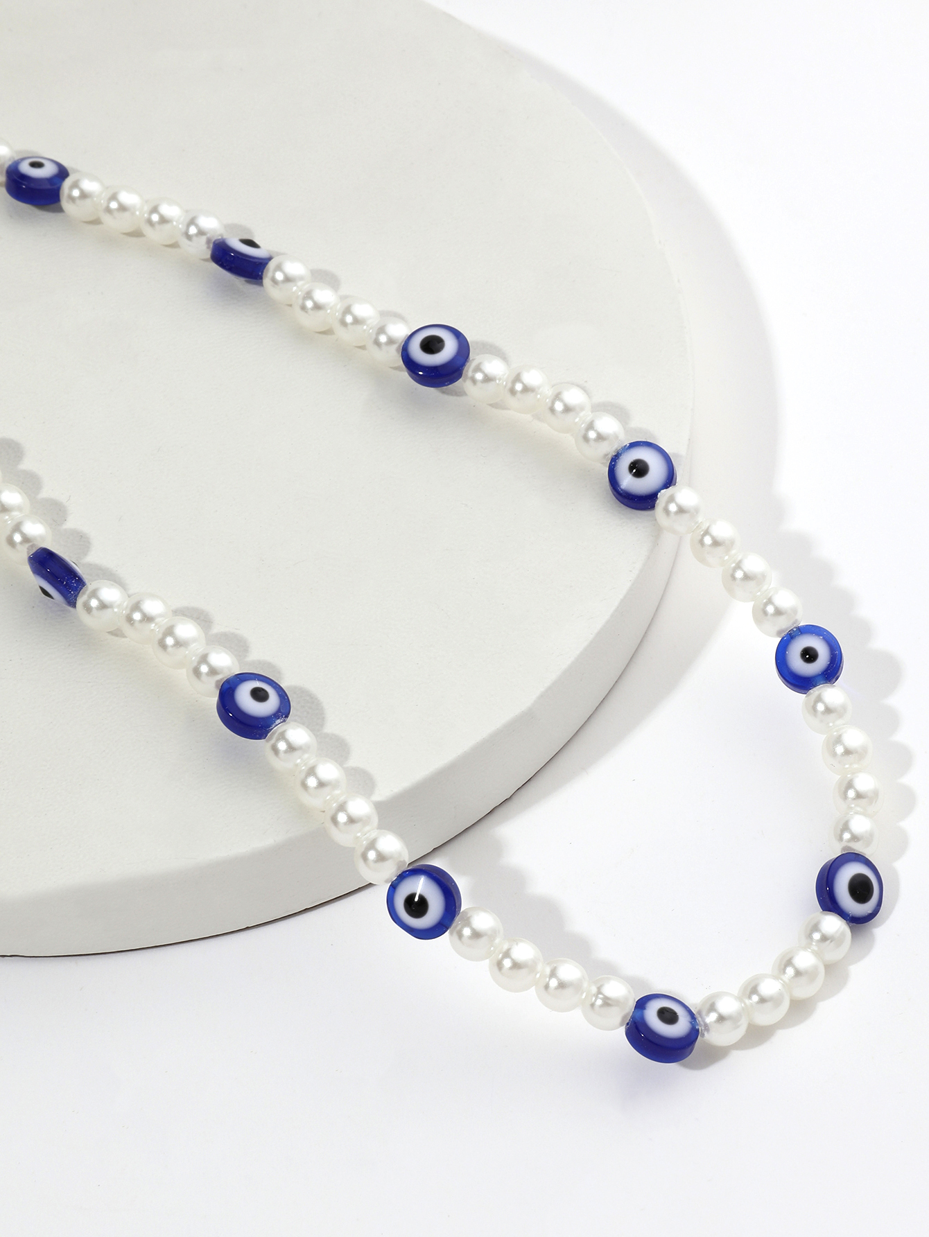 短款锁骨链/欧美/个性眼睛珍珠项链细节图