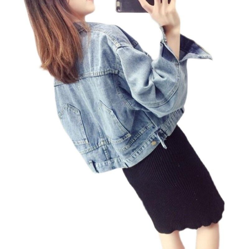 2023 Early Autumn New Korean-style chic CHIC CHIC European and American high street denim jacket Women's spring and autumn long-sleeved Hong Kong-style top Specification image