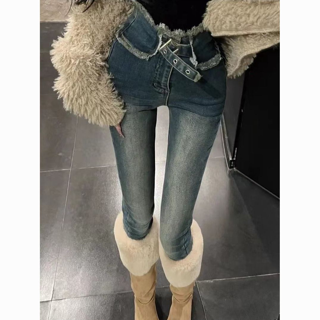 Tight-fitting skinny jeans for women in spring 2023, high-waisted, form-fitting, elastic and slimming, 9-inch skinny pants are trendy detail image 6
