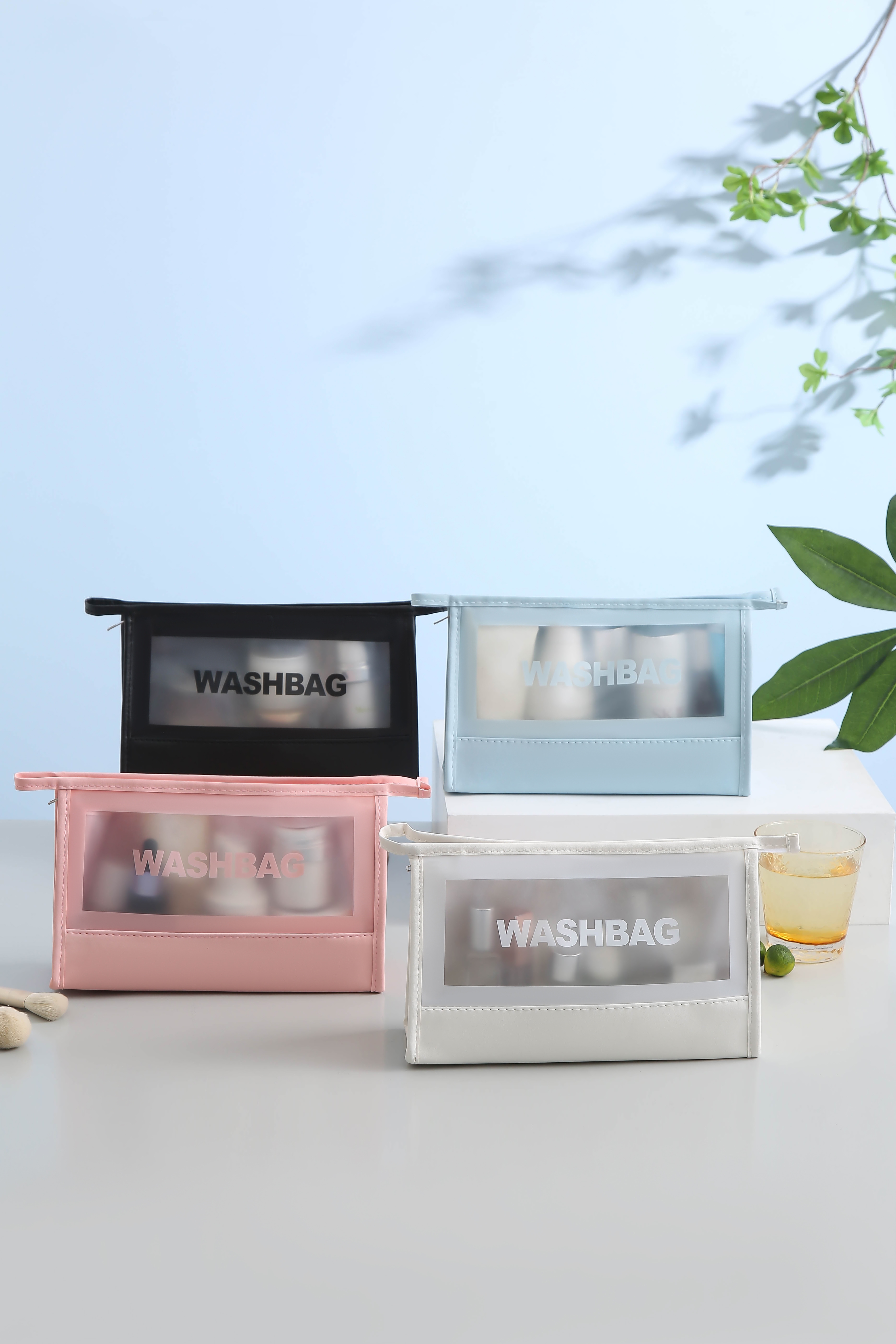 Simple Transparent Net Red Ins Wind Waterproof Letter Makeup Bag Large Capacity Portable Toiletry Bag Storage Bag Item Picture