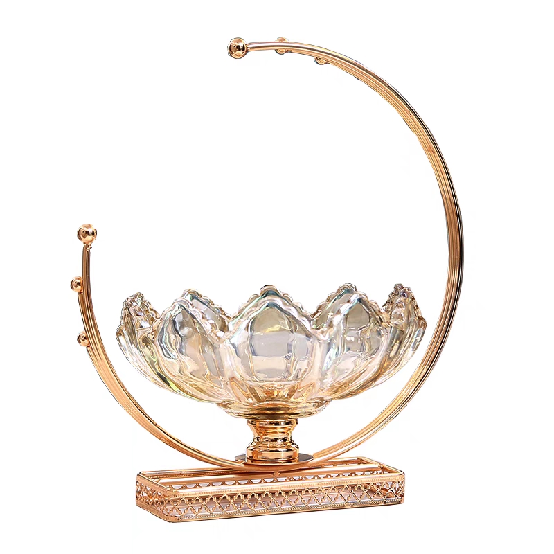 现代轻奢金属玻璃果盘干果盘家用客厅餐厅糖果罐茶几果篓软装饰品详情图6