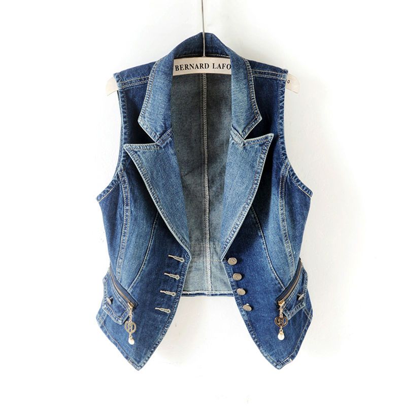 Denim vest women's spring and autumn stylish and versatile slimming new style 2023 bestseller Versatile outerwear Korean-style vest short style details Picture