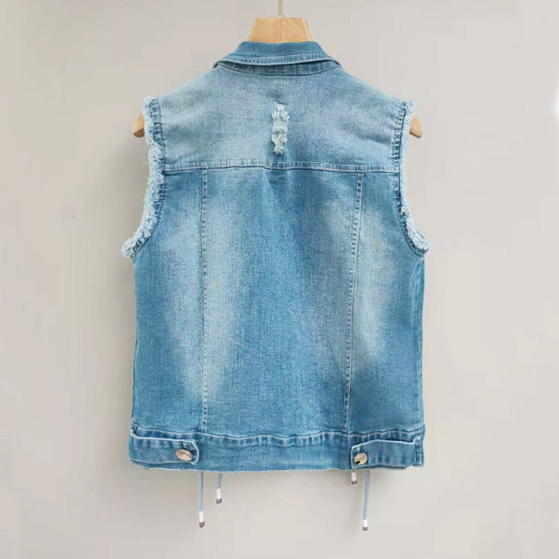 Korean fashion denim vest women's 2023 Spring and Autumn new slimming and form-fitting sleeveless short top for women's trendiness detail image 6