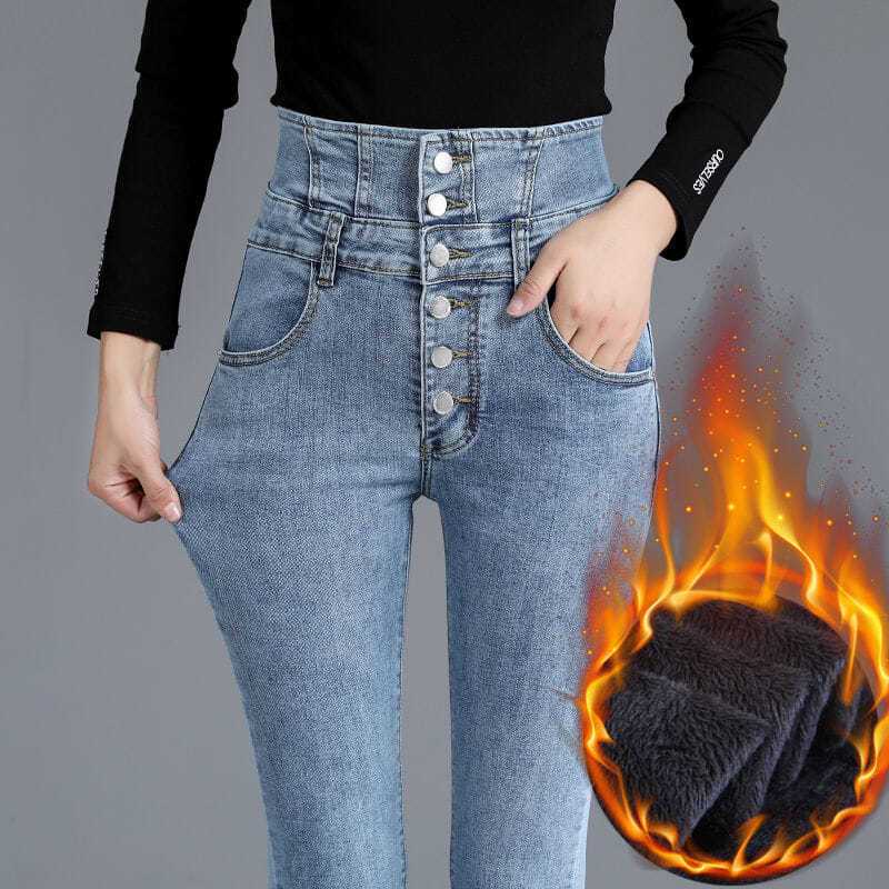 High Waist Jeans For Women Slim Warm 2023 Spring And Autumn Stretch Tight Pencil Small Feet Women Korean Pants undefined