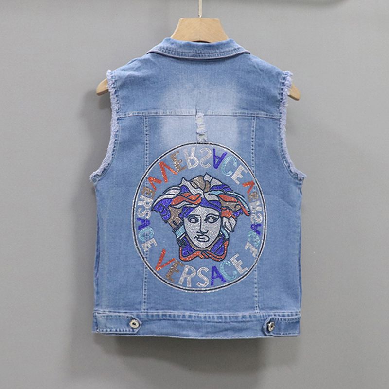A 2023 new Korean-style stylish, slimming and form-fitting denim vest for women, sleeveless short outerwear detail image 2
