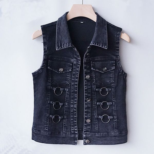 Korean fashion denim vest women's 2023 Spring and Autumn new slimming and form-fitting sleeveless short top for women's trendiness