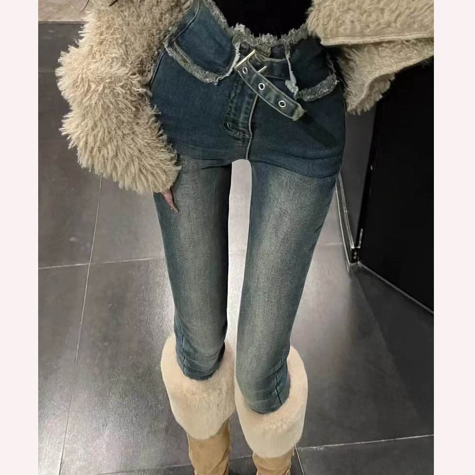 Tight-fitting skinny jeans for women in spring 2023, high-waisted, form-fitting, elastic and slimming, 9-inch skinny pants are trendy details Picture