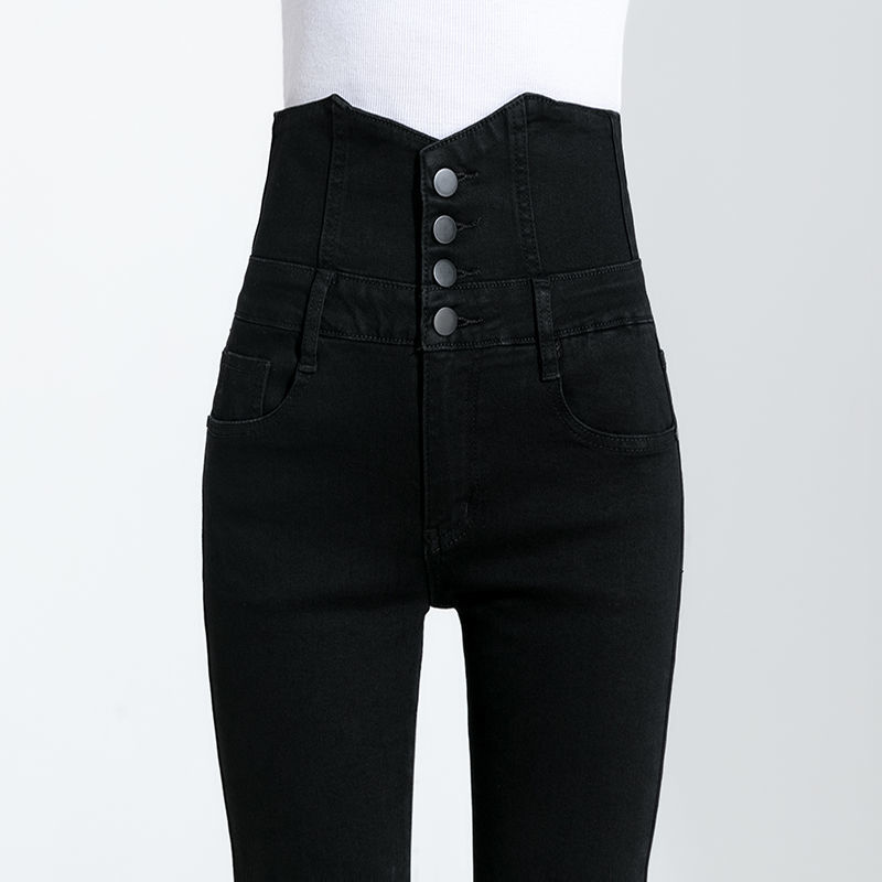 High-waisted fleece jeans for women, 2023 autumn/winter new style. Plus-size, slimming and elastic tight skinny pants for chubby girls Item Picture