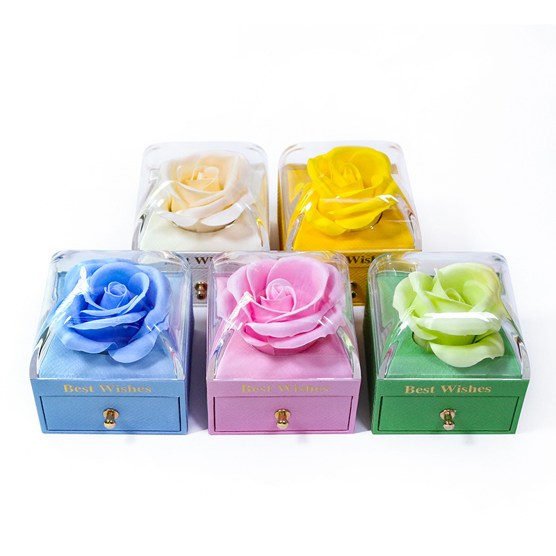 Wholesale of creative new macaron-colored jewelry boxes, single-layer soap, flower rings, stud earrings, pendants, necklace boxes and jewelry boxes Item Picture