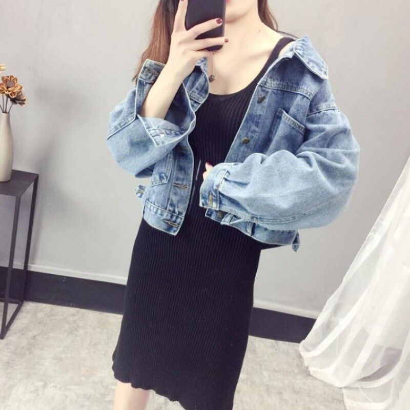 2023 Early Autumn New Korean-style chic CHIC CHIC European and American high street denim jacket Women's spring and autumn long-sleeved Hong Kong-style top detail image 3