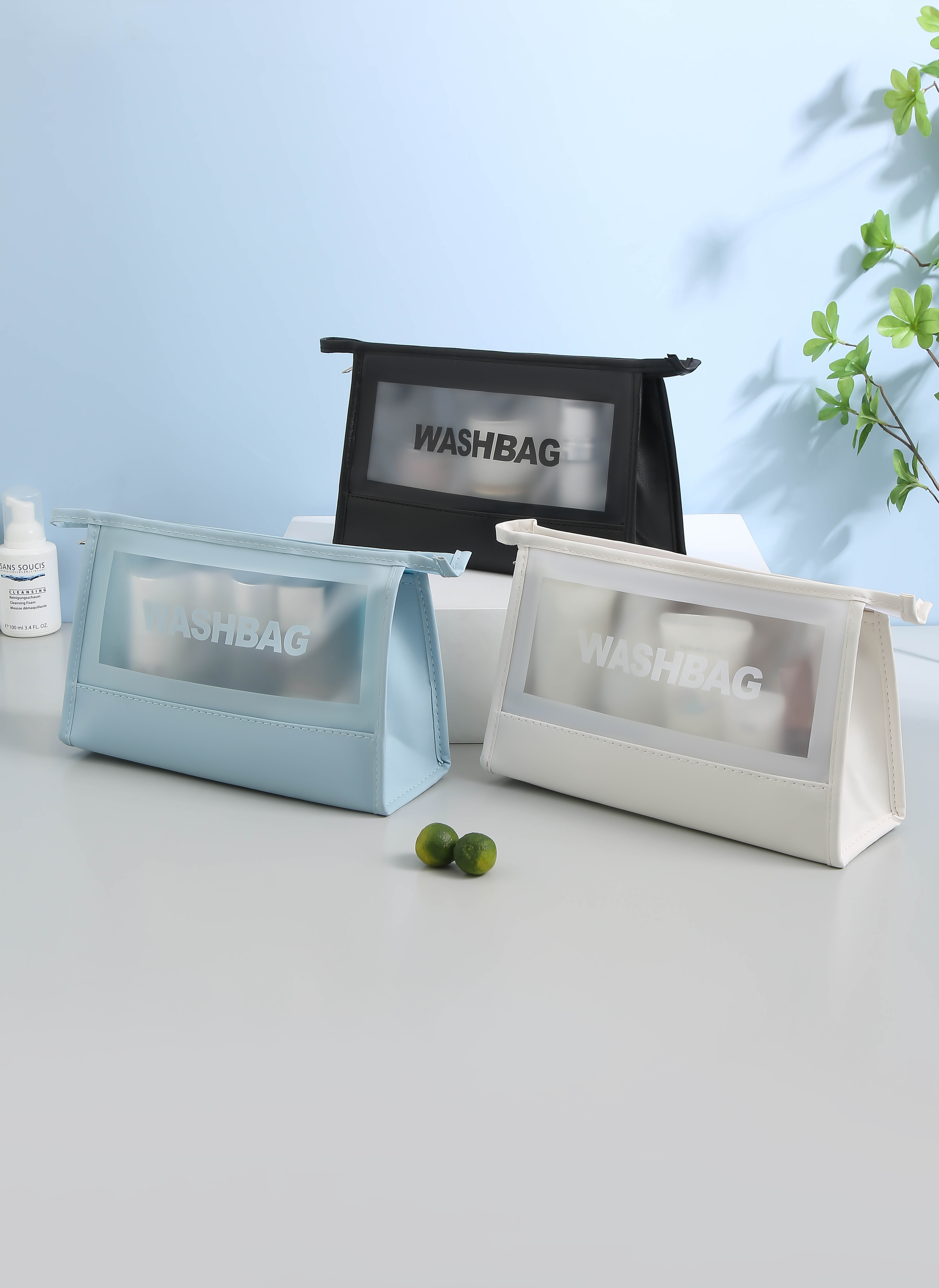 Simple Transparent Net Red Ins Wind Waterproof Letter Makeup Bag Large Capacity Portable Toiletry Bag Storage Bag details Picture