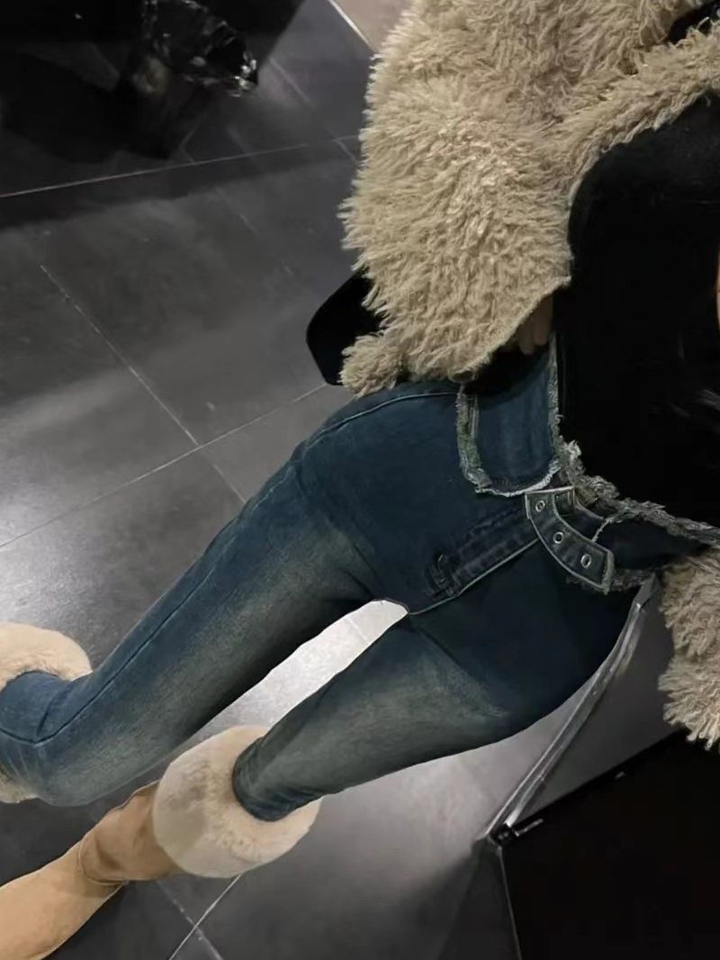 Tight-fitting skinny jeans for women in spring 2023, high-waisted, form-fitting, elastic and slimming, 9-inch skinny pants are trendy Item Picture