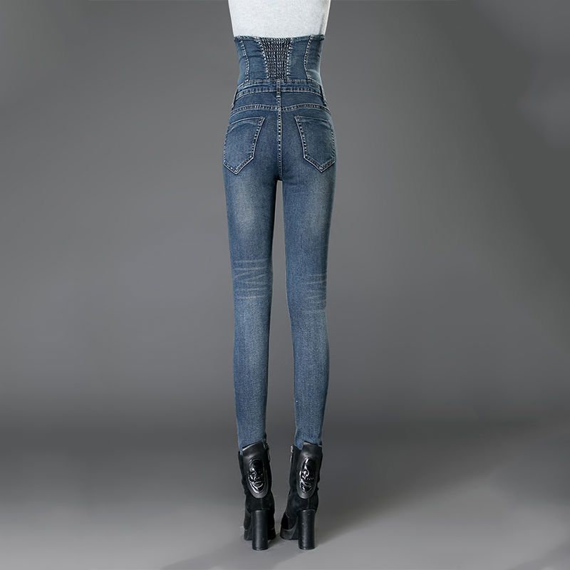 High-waisted jeans for women, 2022 new spring and autumn style, with tummy coverage, waist and abdomen reduction, elastic slimming and petite feet detail image 4