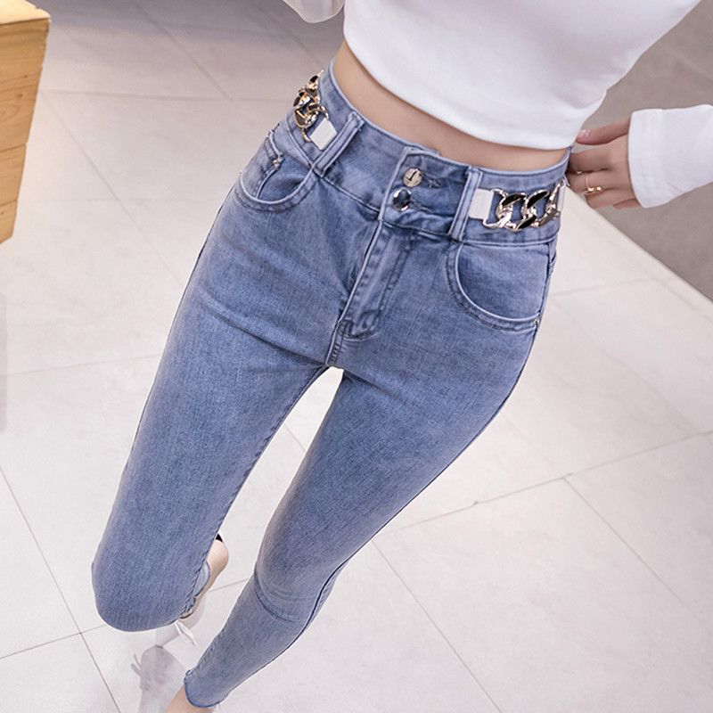 High-waisted jeans for women, slimming and shaping 2023 autumn new trendy tight stretch pencil nine-inch skinny pants Specification image