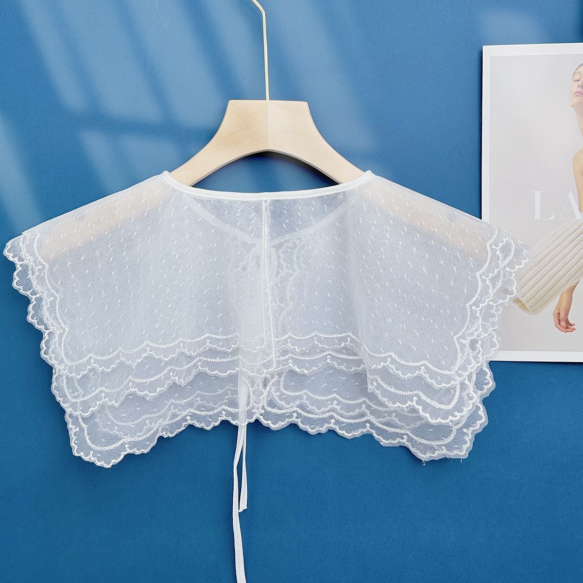 Double-layer lace embroidered transparent collar women's shirt versatile clothing accessories Specification image