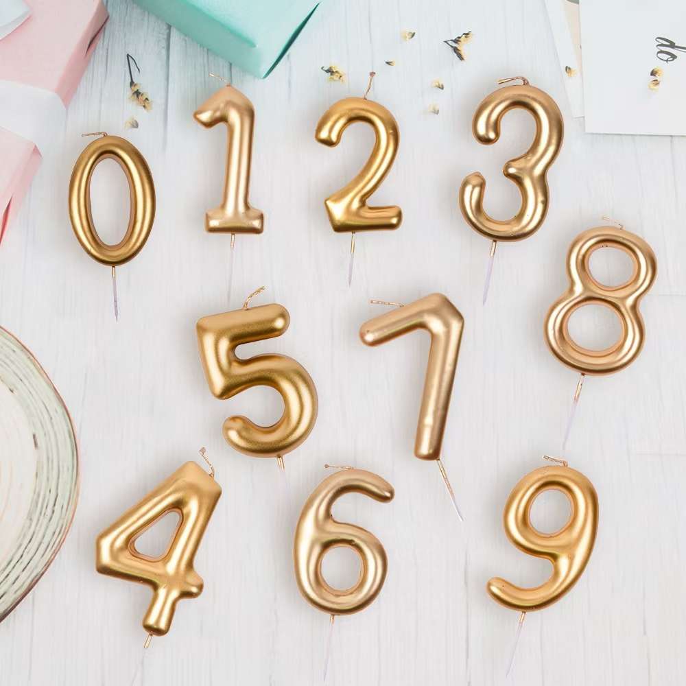 Fenglin Factory Direct sales of fashionable electroplated digital candles, popular birthday candles details Picture