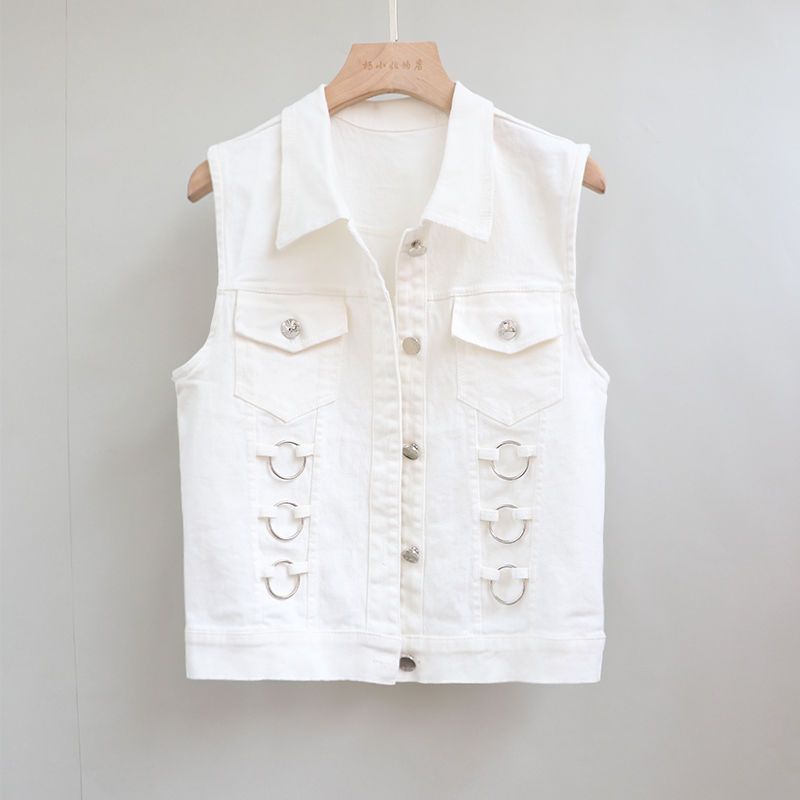 Korean fashion denim vest women's 2023 Spring and Autumn new slimming and form-fitting sleeveless short top for women's trendiness details Picture