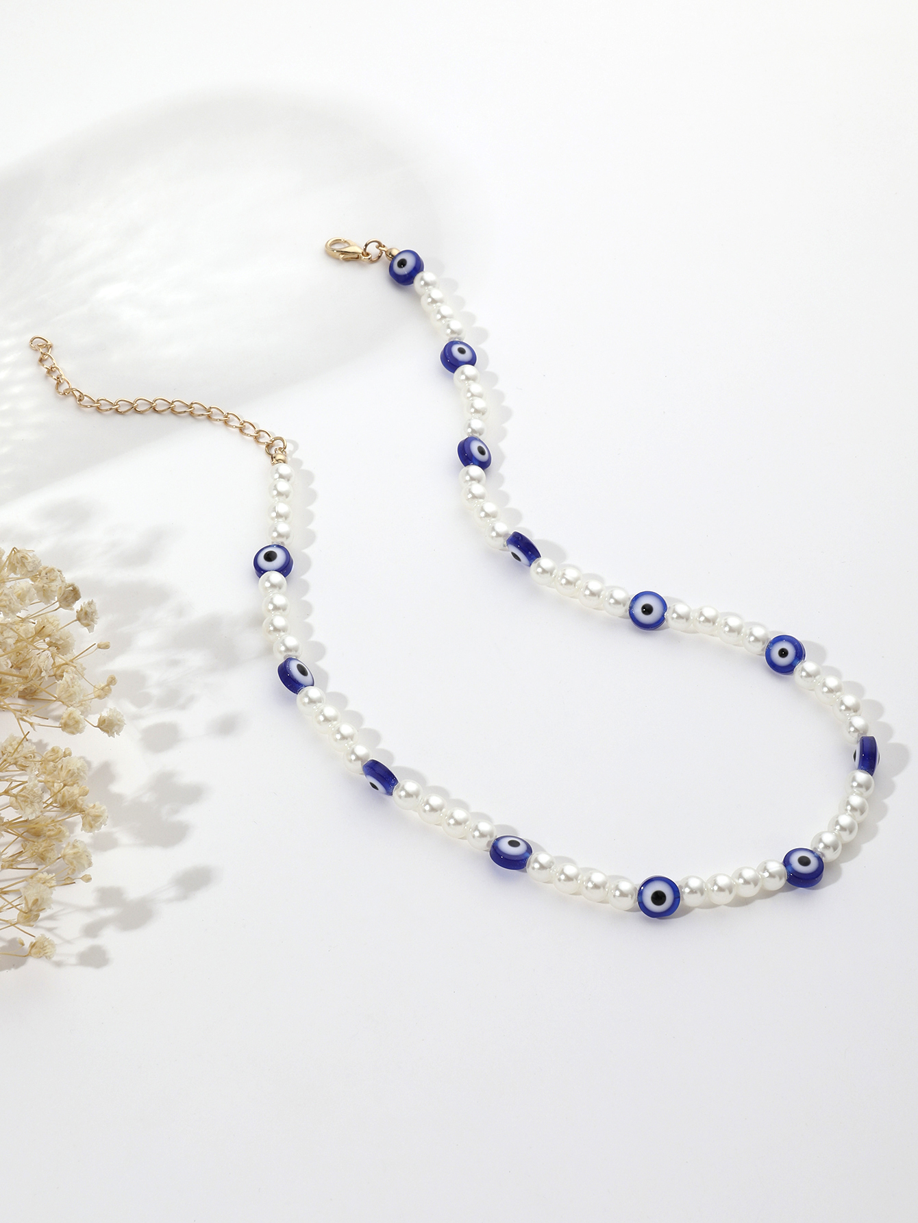 短款锁骨链/欧美/个性眼睛珍珠项链产品图