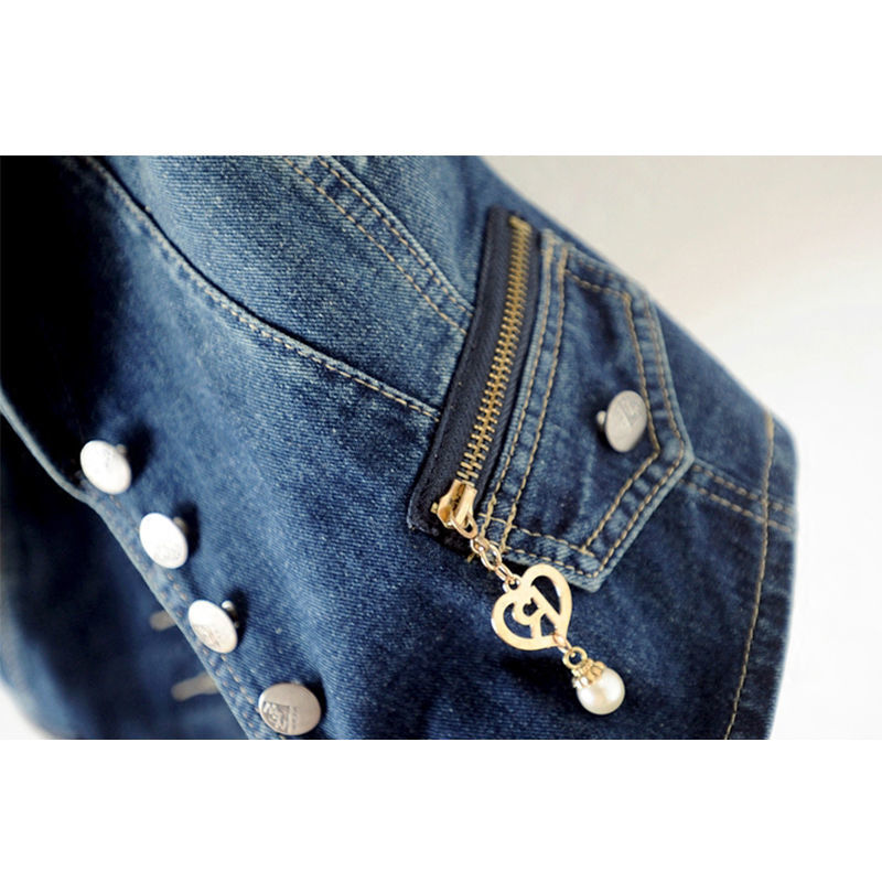 Denim vest women's spring and autumn stylish and versatile slimming new style 2023 bestseller Versatile outerwear Korean-style vest short style detail image 3