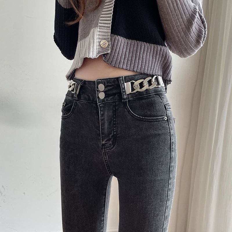 High-waisted jeans for women, slimming and shaping 2023 autumn new trendy tight stretch pencil nine-inch skinny pants Item Picture