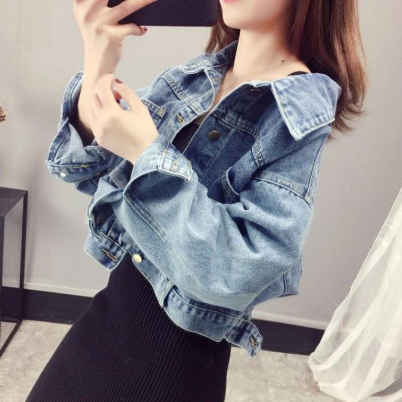 2023 Early Autumn New Korean-style chic CHIC CHIC European and American high street denim jacket Women's spring and autumn long-sleeved Hong Kong-style top detail image 8