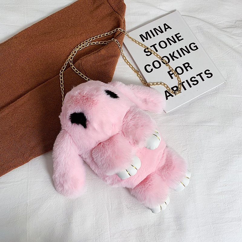 In 2023, we offer wholesale imitation rabbit fur dead rabbit bags, crossbody bags, cute rabbit bags, adorable rabbit bags, student bags, rabbit mobile phone bags. We have exquisite gifts in stock, including pink rabbits and black-eyed rabbits pic 12