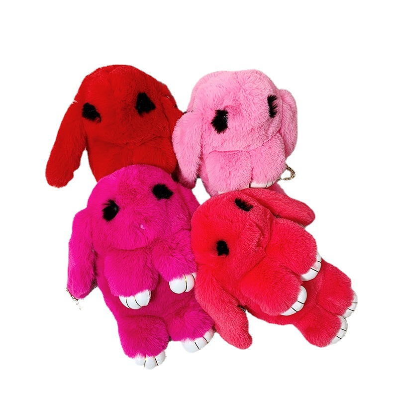 In 2023, we offer wholesale imitation rabbit fur dead rabbit bags, crossbody bags, cute rabbit bags, adorable rabbit bags, student bags, rabbit mobile phone bags. We have exquisite gifts in stock, including pink rabbits and black-eyed rabbits pic 20