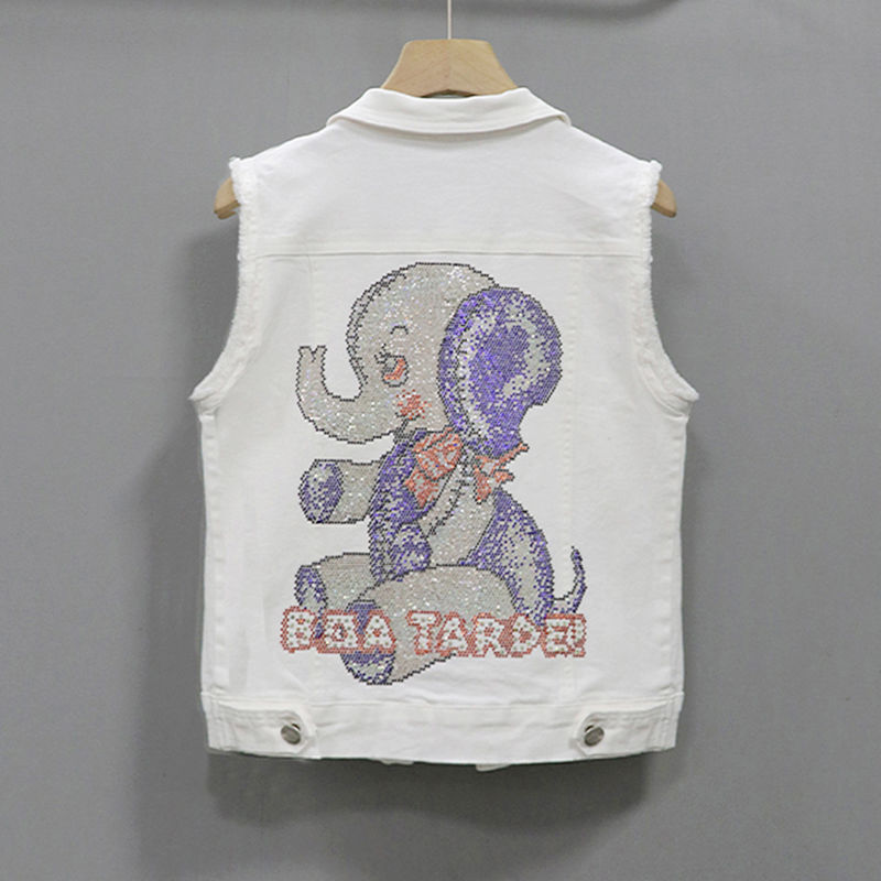 A 2023 new Korean-style stylish, slimming and form-fitting denim vest for women, sleeveless short outerwear Specification image
