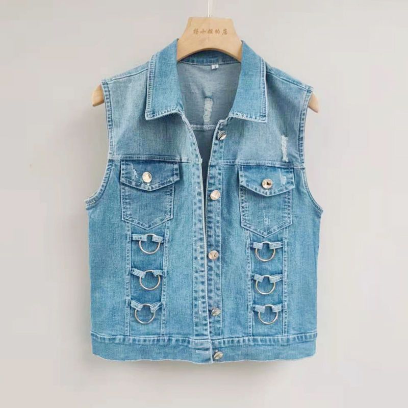 Korean fashion denim vest women's 2023 Spring and Autumn new slimming and form-fitting sleeveless short top for women's trendiness detail image 4