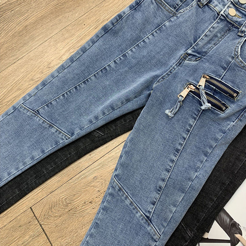 High Waist Jeans Women 2023 Spring/Summer New Korean Version Of Skinny Skinny Pants Elastic Fashion Pencil Nine-Point Pants undefined