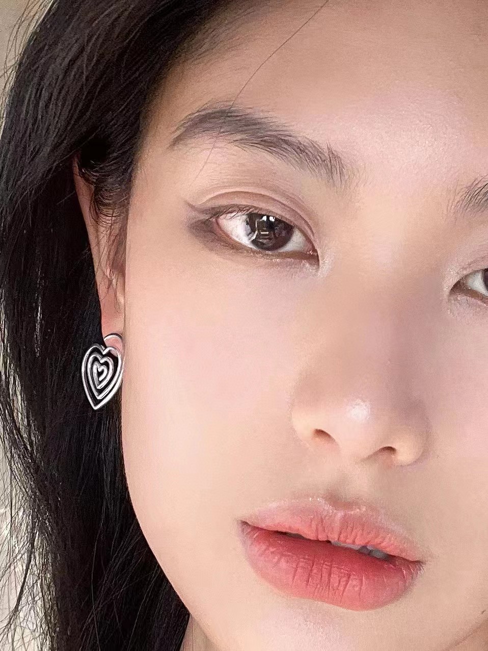 S925 Thai Silver Plate Love Ring Earrings Sterling Silver Silver Lace Silver Jewelry Specification drawing