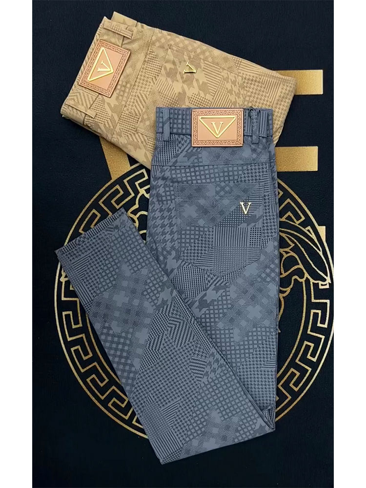 新款高品质男士休闲裤夏季薄款休闲裤潮流百搭格子修身小脚直筒裤详情图4