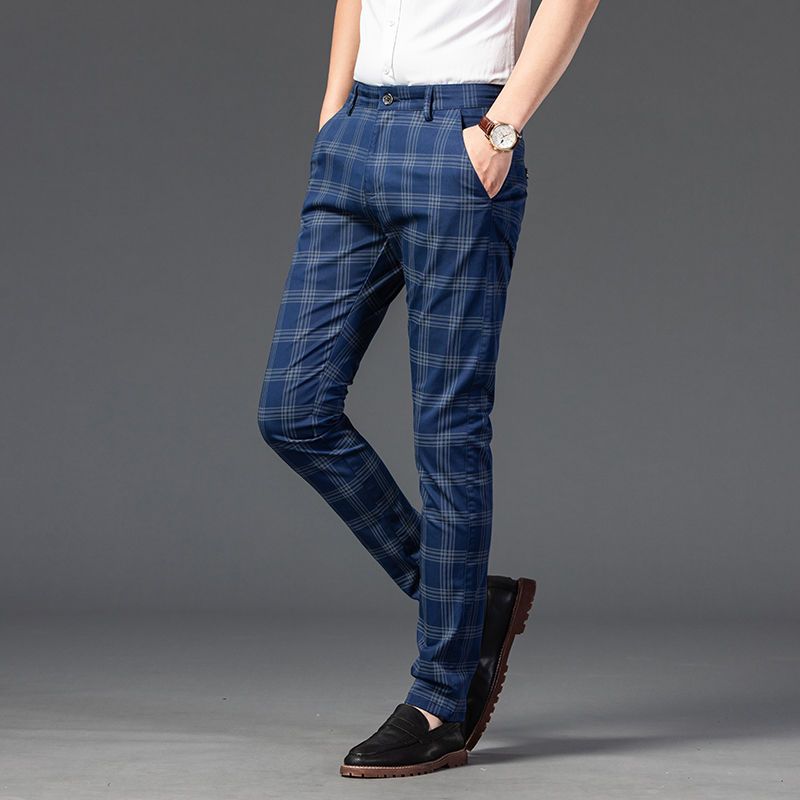 休闲裤男2023款潮男裤休闲裤格子裤子男的裤子百搭商务休闲裤男款详情图7