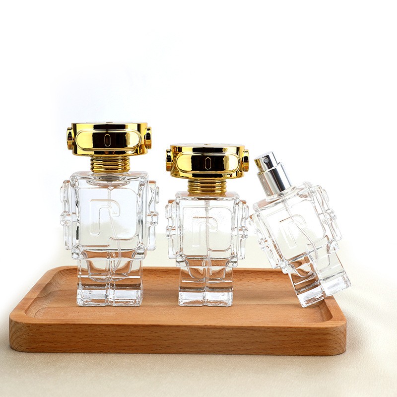 30ml, 50ml high-end new perfume packaging, irregular-shaped perfume bottles, robot perfume bottles, empty bottles, high-end portable small samples, press fine spray, hydrating glass bottles Application Scenario