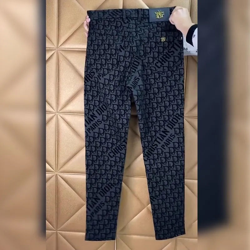 休闲裤男士春夏新款高档后兜金属标直筒裤潮流百搭显瘦字母小脚裤详情图7