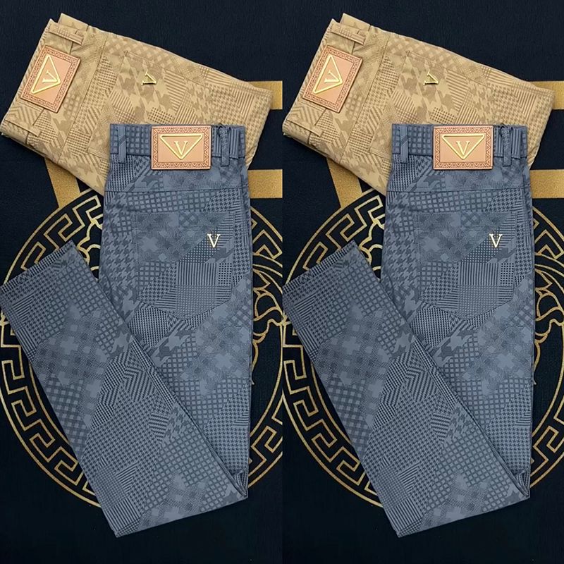 新款高品质男士休闲裤夏季薄款休闲裤潮流百搭格子修身小脚直筒裤详情图3