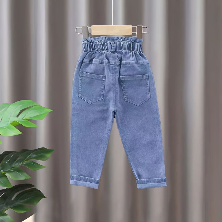 Spring and autumn Korean children's clothing for girls, fashionable jeans, small and medium-sized children's long pants, new spring children's clothing detail image 7