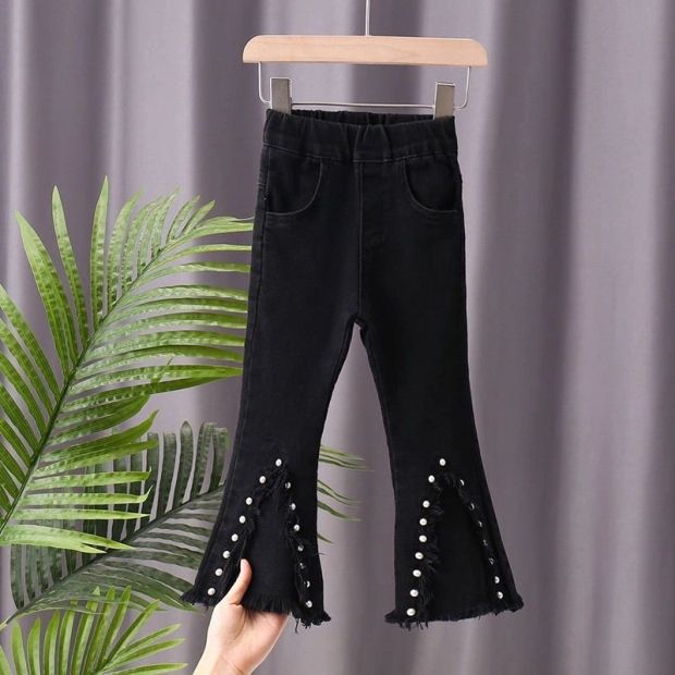 女童弹力牛仔喇叭裤儿童装春秋韩版宝宝春季洋气长裤2023新款春装详情图2