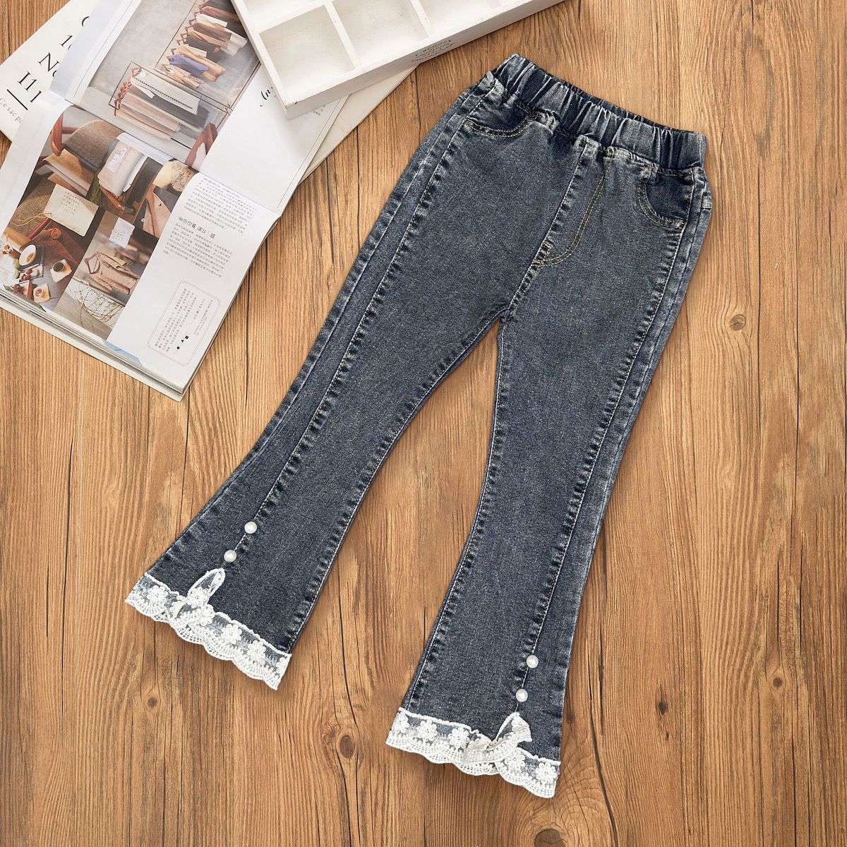 New children's summer flared pants, super soft jeans, baby girls' pants, children's summer pants, trendy outerwear detail image 7